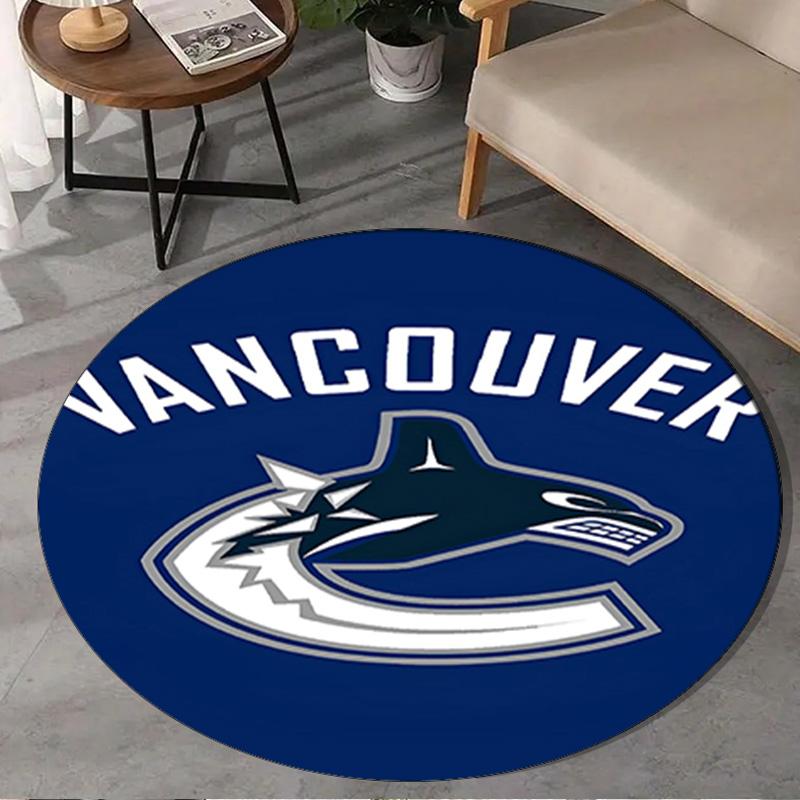 1PC Vancouver Hockey Art Round Rug, Non-slip Chair Mat, Home Decor, Circle Carpet Perfect for Office, Bedroom, Living Room,Christmas gift