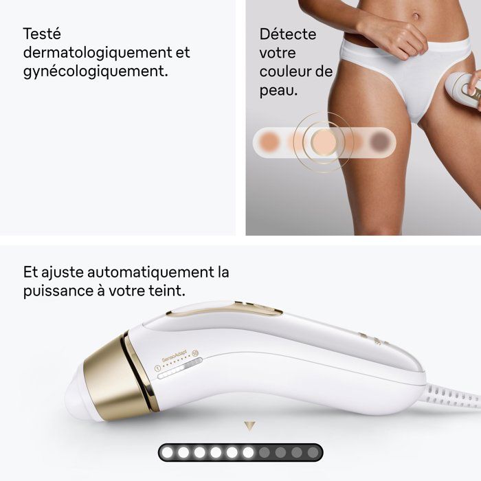 Pulsed Light Epilator - BRAUN - Silk Expert Pro 5 PL5221 - IPL - SkinProtect Sensor - White and Gold