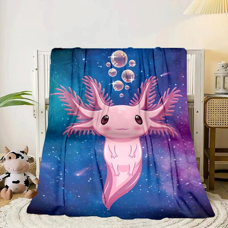 Fantasy Axolotl Moon Night Sky Blanket Flannel Blanket for bed, sofa, Camping, Hiking, Picnic Essentials, gift for family Fan gifts