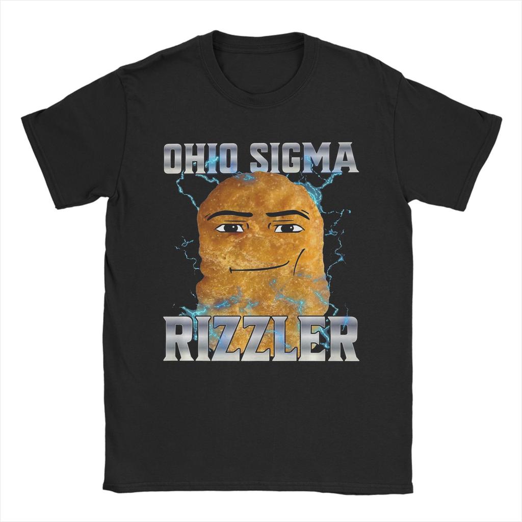 Ohio Sigma Rizzler T-Shirt for Men Funny 100% Cotton Tee Shirt Round Neck Short Sleeve T Shirt Summer Tops