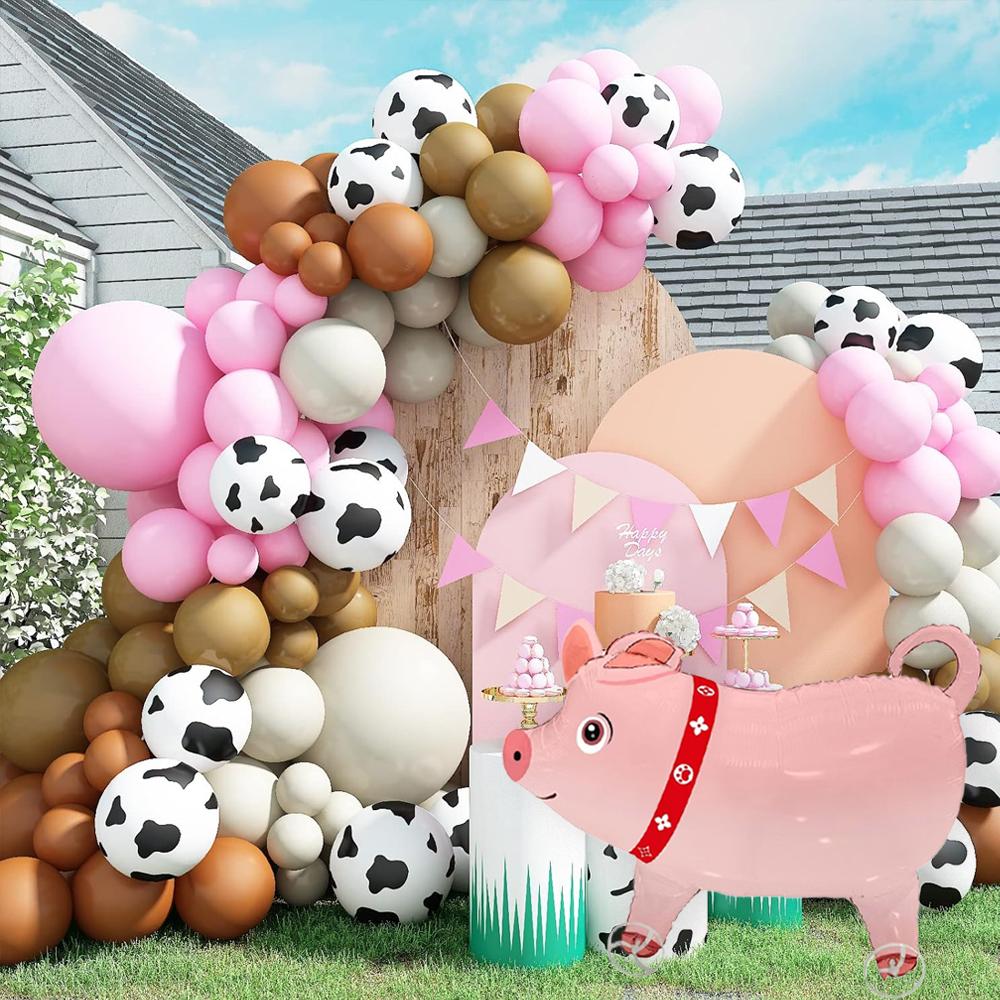 Cartoon Animal Standing with Wheels Pig Aluminum Film Balloon Cartoon Pig Balloon Children's Birthday Party Toy Balloon