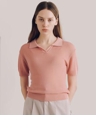 THE SATURDAY EVENING POST Crop Polo Knit_Pink