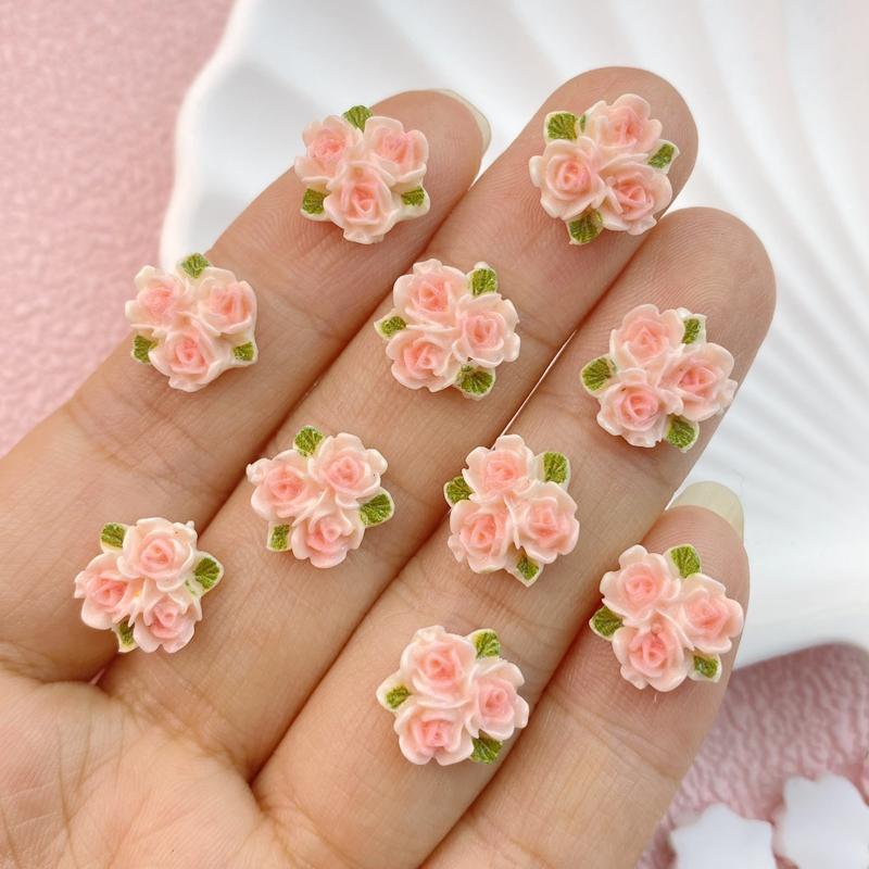 

50Pcs New Cute Three Color Flower Series Resin Flatback Ornament Jewelry Making Manicure Hairwear Accessorie