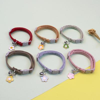 Adjustable Safety Corduroy Choker: Cute Bell Flower Collar for Dogs & Cats