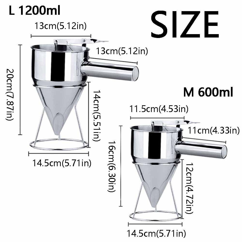 with Handle Liquid Funnel Dispenser Stainless Steel Batter Liquid Dispenser  Cooking Tool