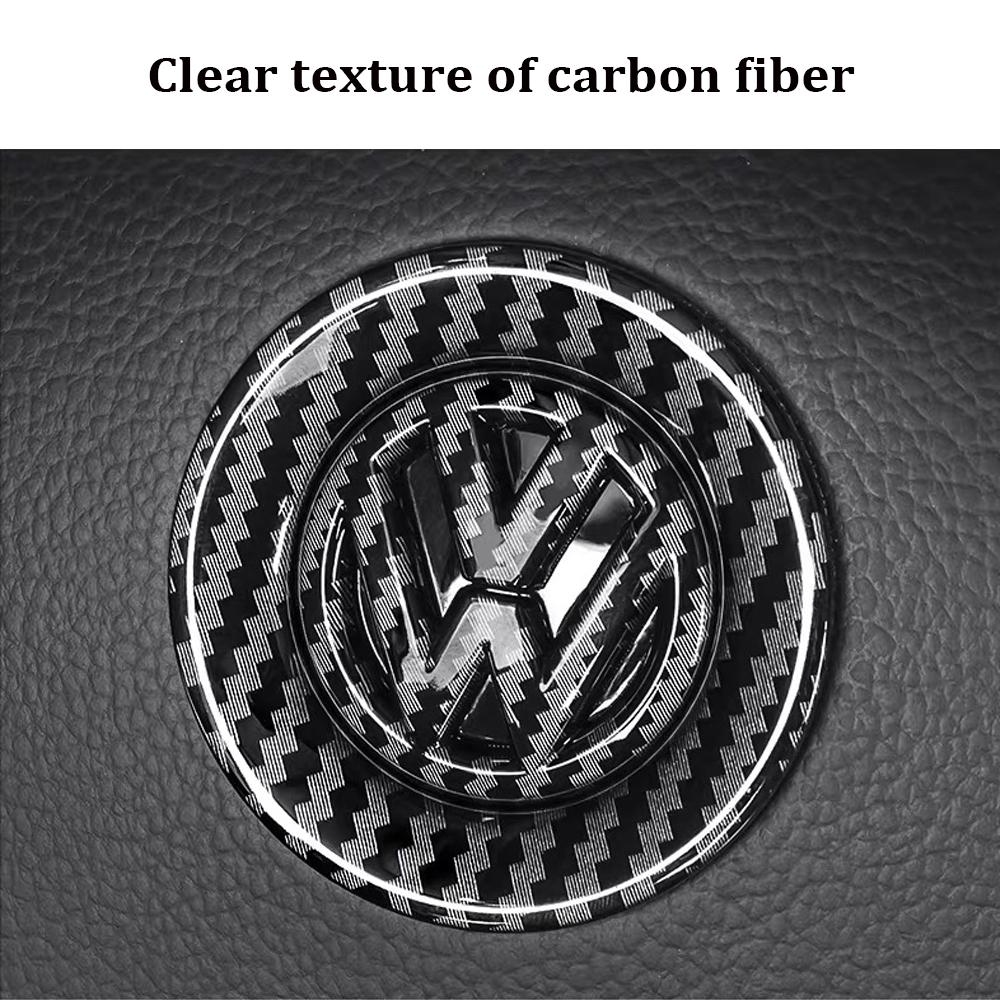 LIP1 Car Carbon fiber pattern Logo Steering Wheel Decoration Sticker Accessories For VW GTI Polo Golf 5 6 Passat Scirocco Beetle CC