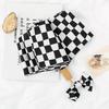 French Retro Checkerboard Sun Rain Umbrella