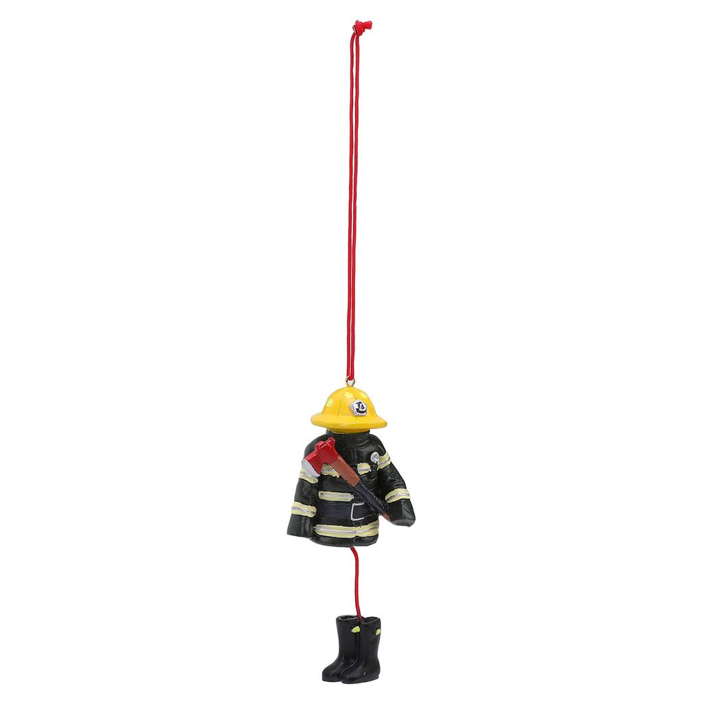 Xmas Firefighter Hanging Ornament Yellow Green Color Matching Resin Fireman Xmas Tree Car Decoration