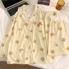 Butter Bear Print Imitation Cotton Long-Sleeved Pajamas Women'S Spring And Autumn Sweet Wind Casual Loungewear Set Real Shot