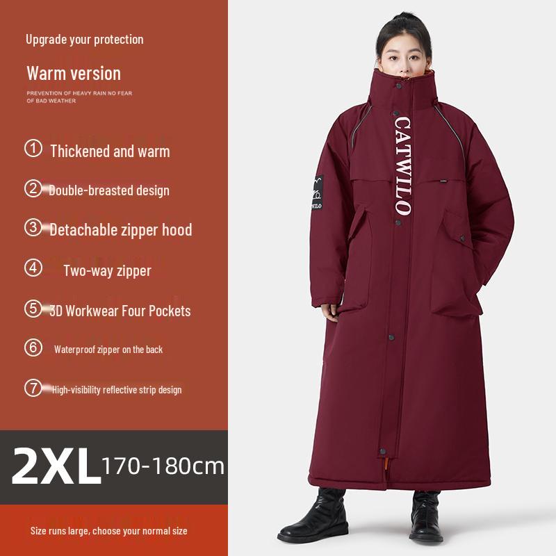 Electric Vehicle Winter Windshield Fleece-Lined Warm Coat for Bicycles & Motorcycles - Cold Weather Windproof Gear