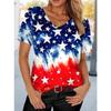 Women's T Shirt Print Graphic Flag Vintage Stylish Classic Short Sleeve V Neck Regular Tops Summer Spring