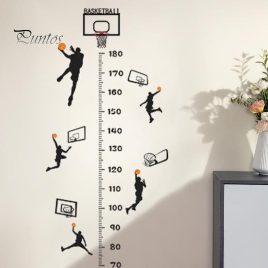Creative Basketball Height Chart Sticker Growth Height Chart Measurement Removable DIY Decorative Self-Adhesive Wall Decal