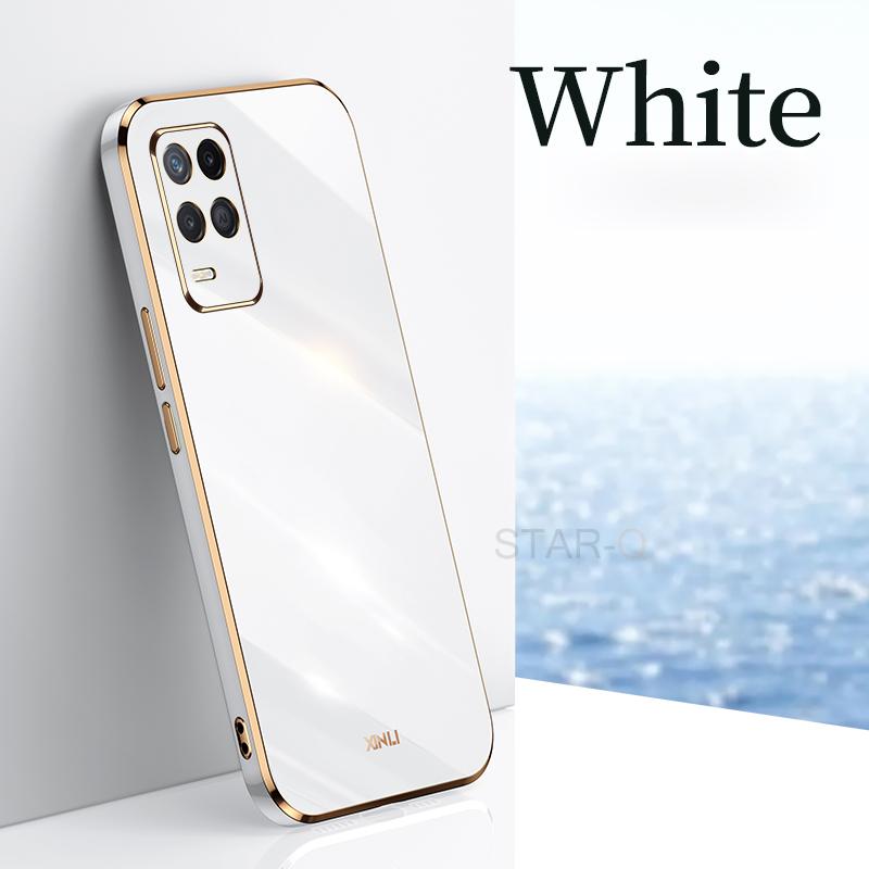 Luxury Plating Gold Frame Phone Case On For Oppo Realme 8 Pro 4g Realme8 8pro Soft Silicone Tpu Back Cover