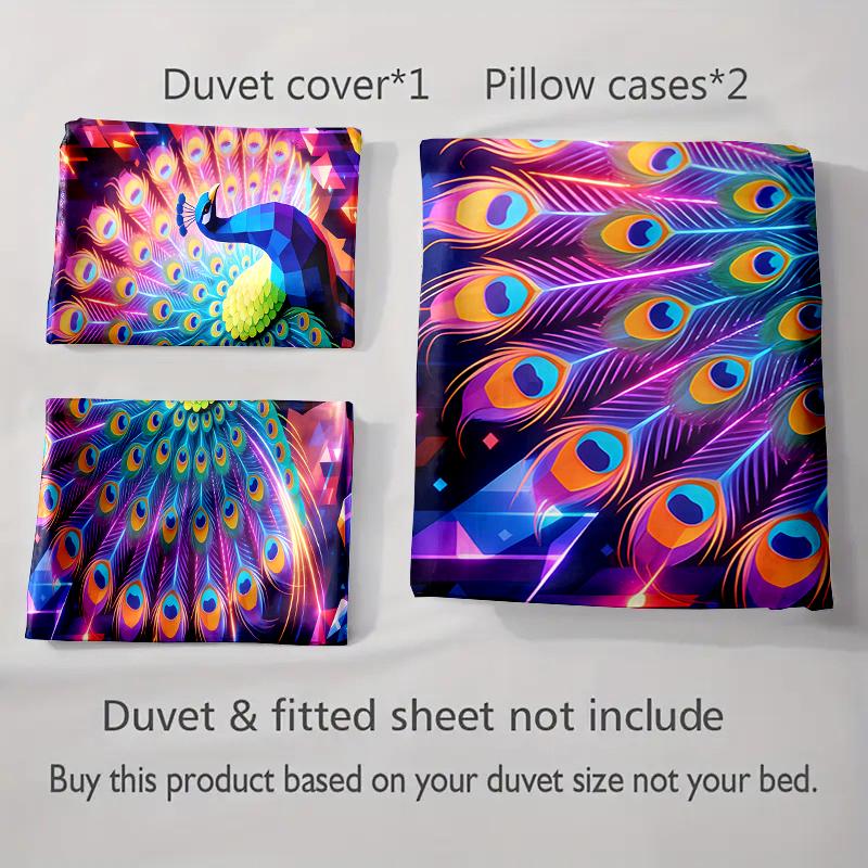 Bunt, Pfau, Geometrisch Bettwäsche Bettbezüge Bettbezüge Kissenbezüge Geschenke (1 * Bettbezug 2 * Kissenbezüge, ohne Bettdecke)