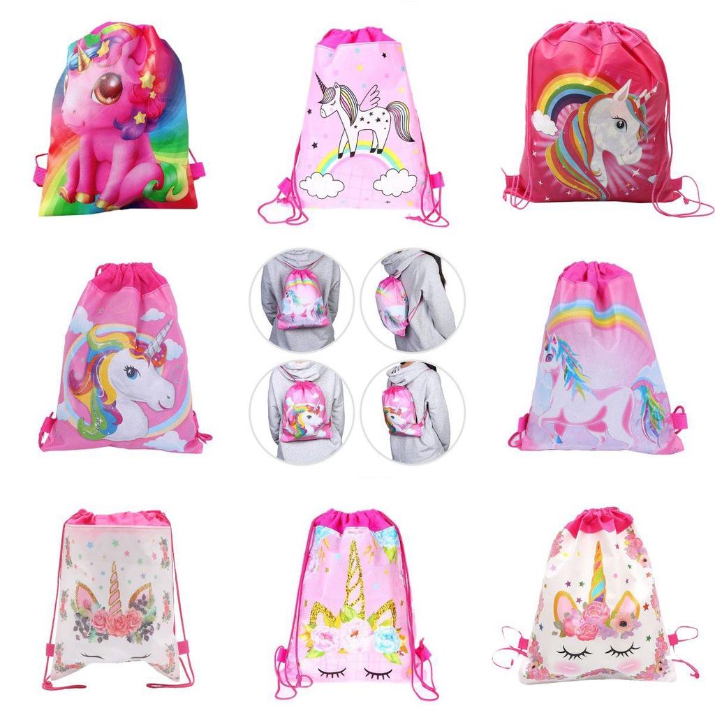 Adorable Unicorn Drawstring Bag For Girls With Cute Cartoon Design For Travel And School
