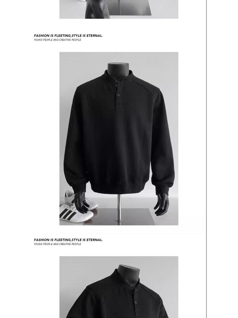 Men's Half-High Collar Hoodie: Autumn/Winter American Style, Heavyweight, Trendy Long Sleeve Top