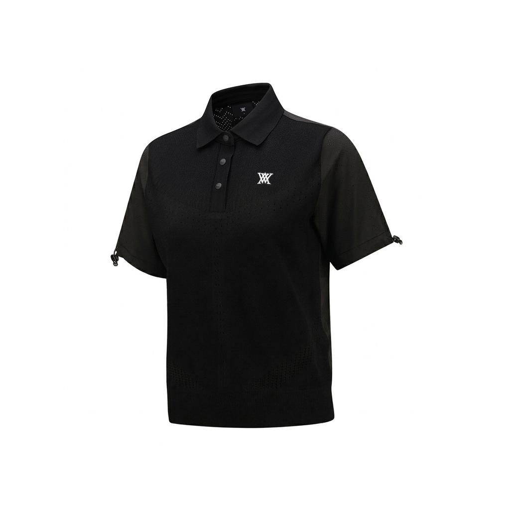 ANEW GOLF Women Contrast Short Sleeve Sweater_Bk