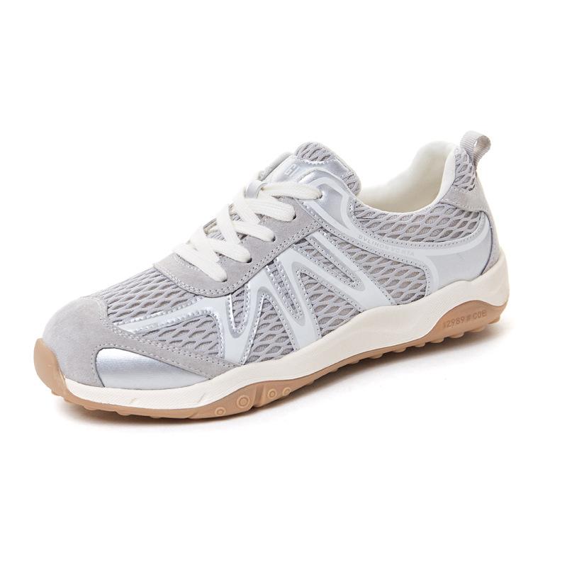 Leather Women's Autumn New Mesh Breathable Outdoor Sports and Leisure Shoes Jogging Light