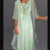 Women's Casual Floral Print Round Neck Slim Pocket Dress Long Skirt