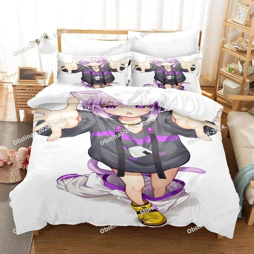 Nekomata Okayu Bedding Set Printed single Comforter Quilt Bed Cover Duvet Cover Pillow Case 3 Pieces Sets Kids Adult Size