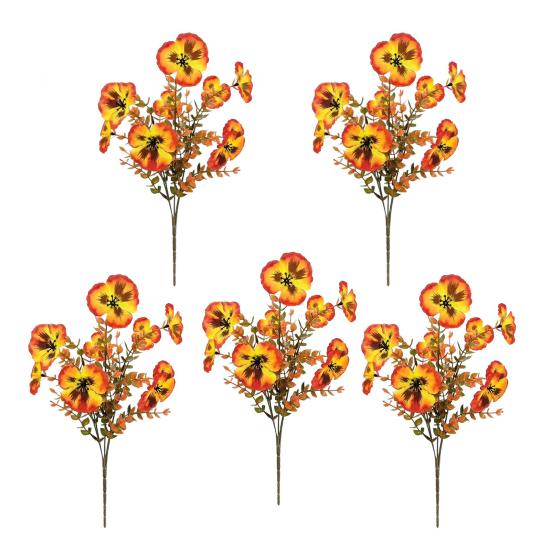 Artificial Pansy Flowers Faux Pansy Blooms with Eucalyptus Leaves UV Resistant Fake Pansy Bundle for Window Box Porch Home Autumn Harvest Decoration