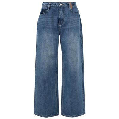 Sancai Autumn Casual Wide-Leg Denim Jeans