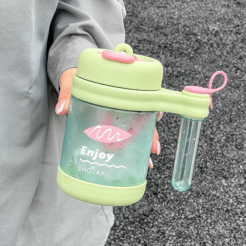 

Linbei plastic water cup summer boys and girls high value tea separation cup tea office double drink straw cup single cup