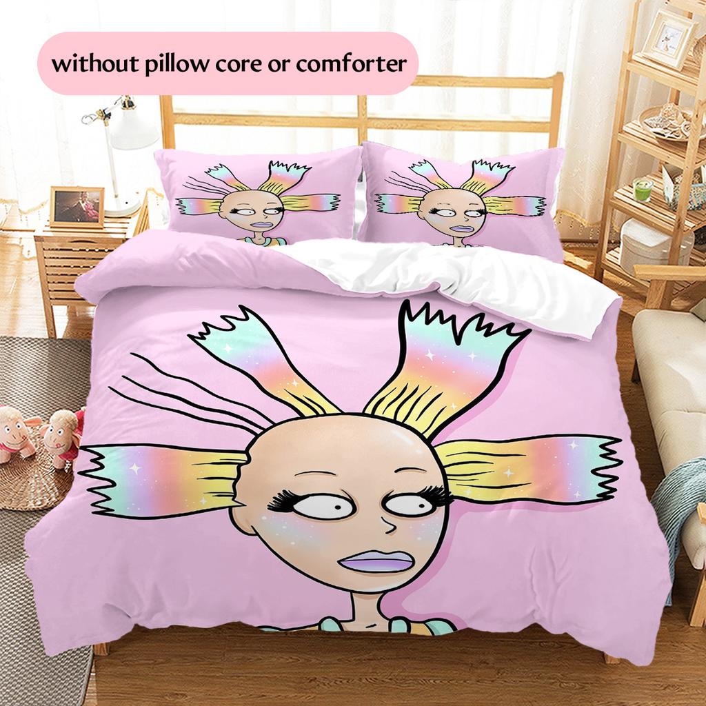 Rugrats  Pattern Bedding Quilt Set  Home Decoration  Gift (1 * Duvet Cover + 2 * Pillowcase  Without Core)