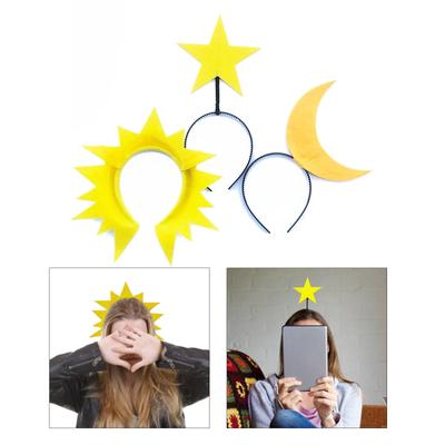 Fasce per capelli a forma di sole/luna/stella, accessori per photo booth, fasce per capelli a forma di sole accattivanti, copricapo per feste, fasce per capelli divertenti per festival musicali