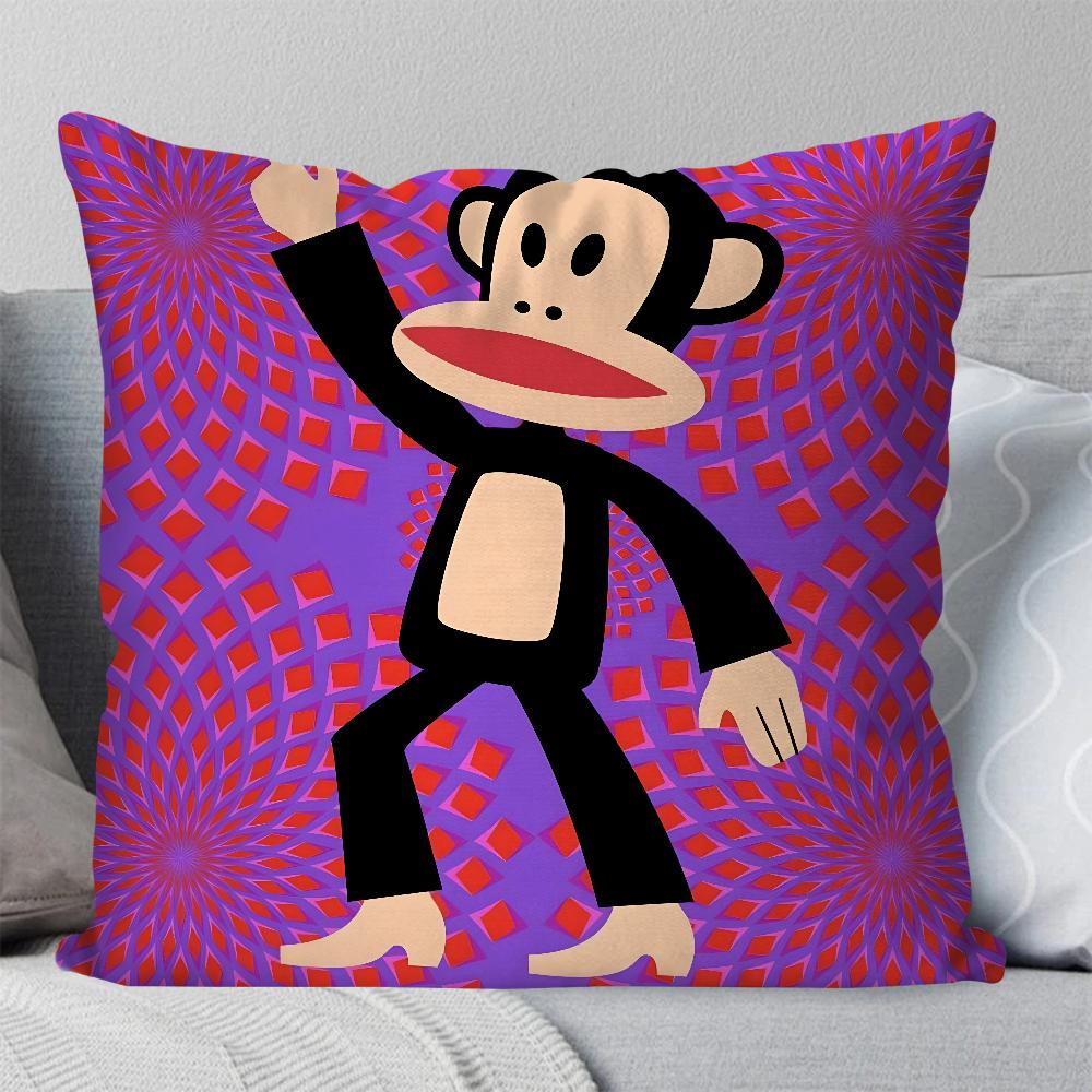 Cartoon P-Paul Frank Monkey Pillow Case Square Pillow Bedroom Sofa Leisure Comfort Cushion Car Living Room Home Decoration 40X40