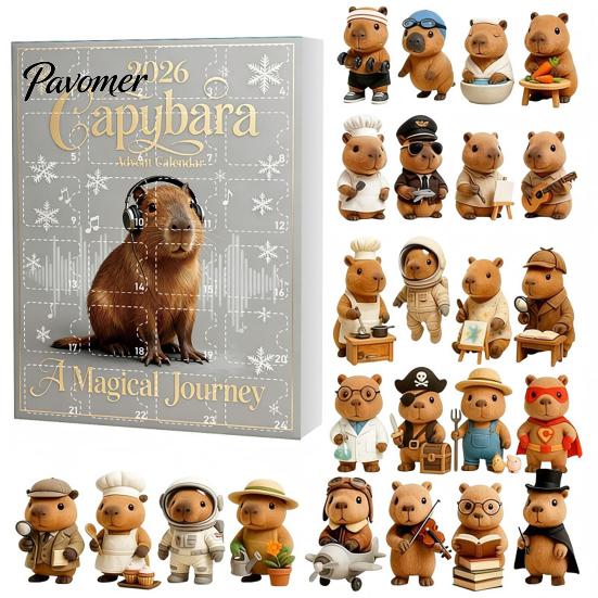 Novelty Gift for Capybara Lovers 2026 Christmas Advent Calendars, 24 Days Countdown with Creative Desk Accessories Cute 2D Hanging Ornaments, Holiday