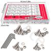 700 PCS Stainless Steel Hexagon Nut and Bolt Combo Set - Round Cup M3, M4, M5, M6 Hex Head - Round Head Bolt - Includes Flat Was