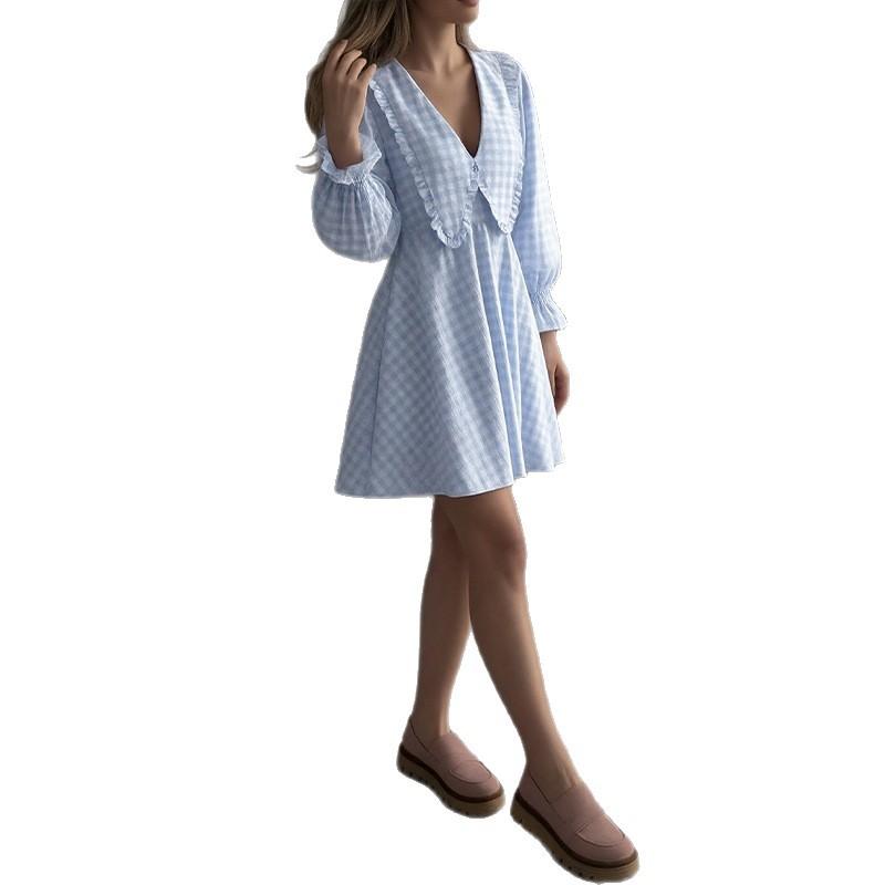 Women's Clothing, New Summer Skirts, Fashionable Casual Plaid Lace Dress, Short Skirt.