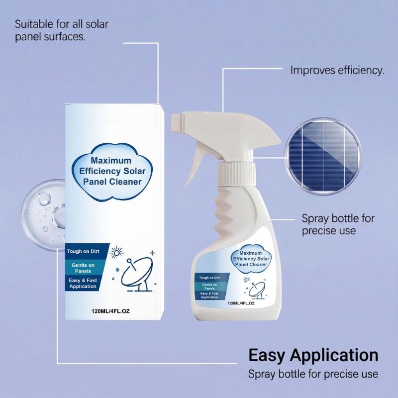 Photovoltaic Panel Cleaner 120Ml/4 Floz JAKEHOE Not-Abrasive Splash for Dirt Buildups Glass Panels, Outdoor Solar Surfaces Routine Care