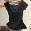 2026 Summer Sweet & Spicy Rhinestone Halter Neck Lace Top for Petite