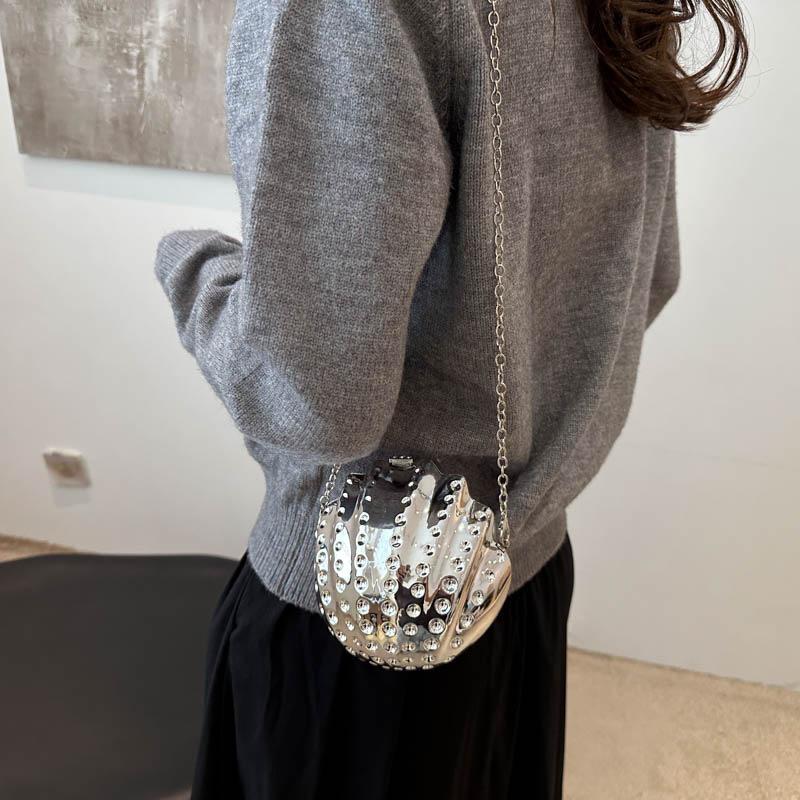 Women's Mini New Fashion Shell Shoulder Bag Ladies' Dinner Bag Shiny Crossbody Shell Bag