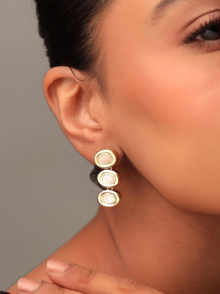 925 Sterling Silver Gold Plated Mother of Pearl Danglers Earring for Women