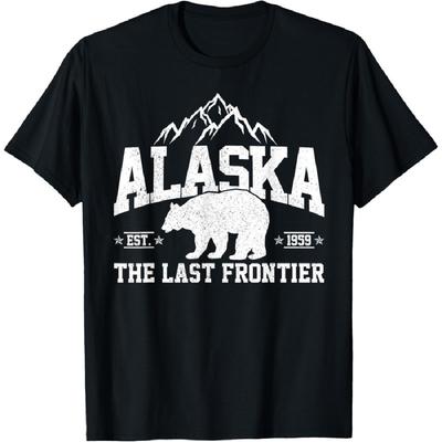 Alaska The Last Frontier EST 1959 Grizzly Bear Mountains T-Shirt