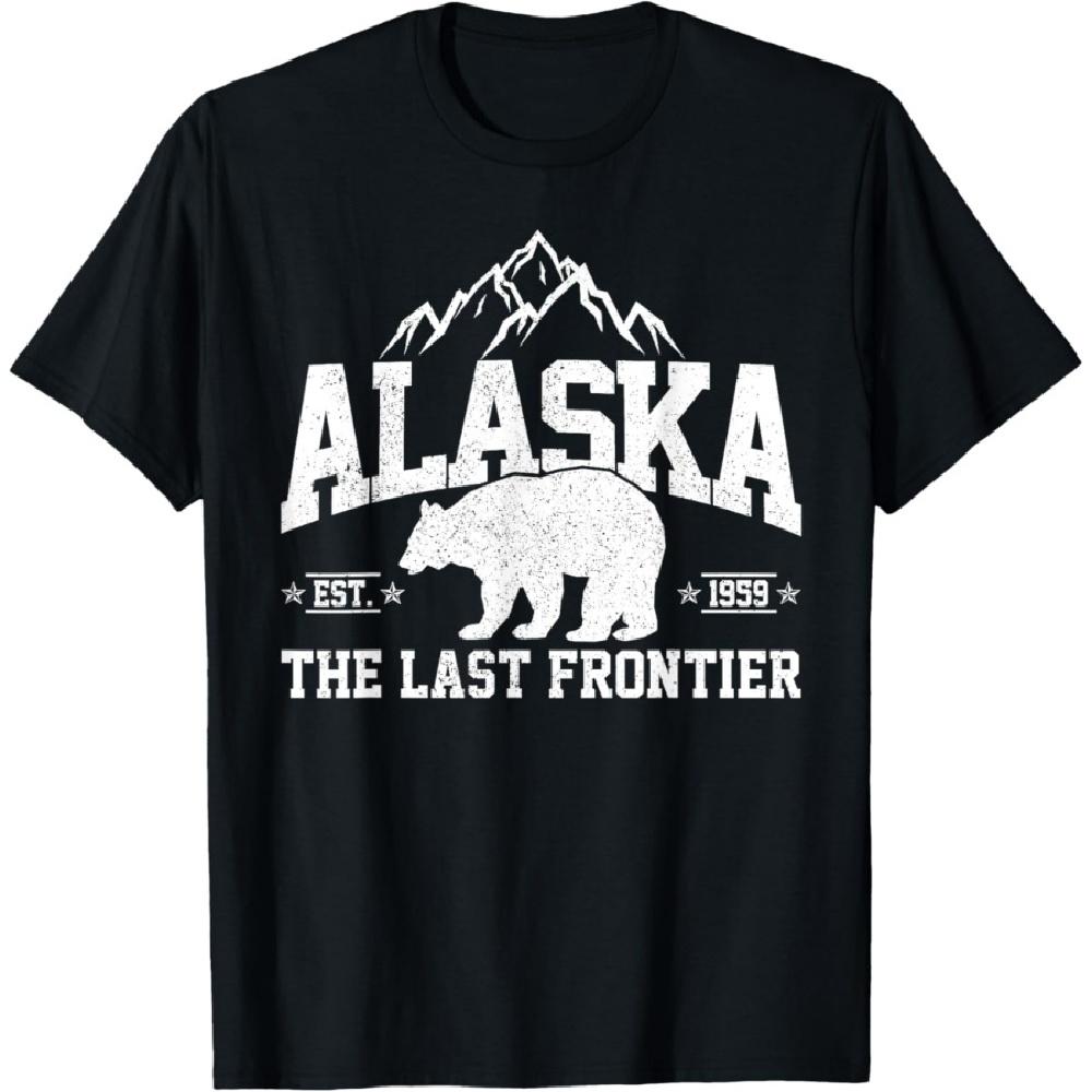 

Alaska The Last Frontier EST 1959 Grizzly Bear Mountains T-Shirt S