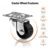 1/1 inch PVC Furniture Casters Wear Resistant Mute Universal Heavy Trolley Wheels 161 Degrees Swivel Castor Accessory