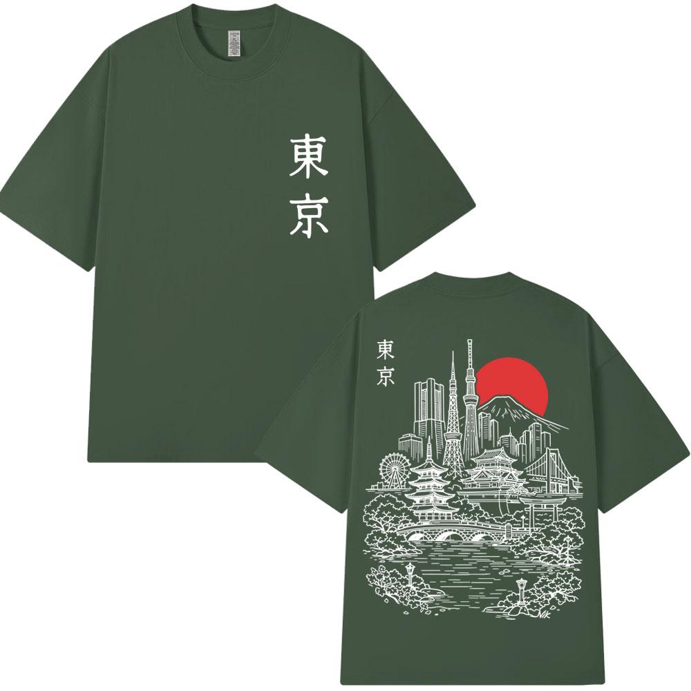 Japanese Tokyo Style Sakura Travel Graphic T Shirt Unisex Women Fashion Harajuku High Quality T-shirts Loose Cotton Casual T-shirt