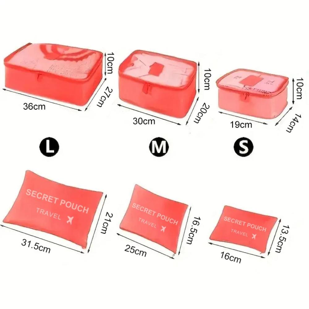 6 Pcs/Set Travel Storage Bag Large Capacity Waterproof Luggage Clothing Underwear Storage Bag Bag With Zipper