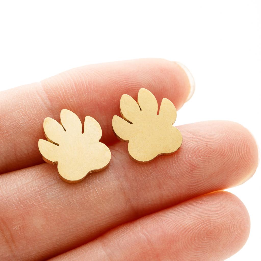 Tiny Dog And Cat Paw Piercing Stud Earrings For Women Stainless Steel Puppy Cute Earrings Zircon Accessories Pircing Oreja