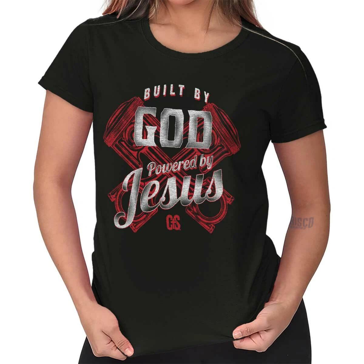 Cool Christian Built By God Powered by Jesus Womens Top Junior Graphic Tee XXXXL
