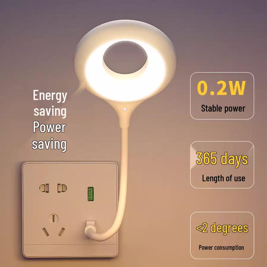 LED Sound-Activated Voice-Controlled Bedside Lamp with USB Smart Plug