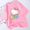 Summer 2026 New Childrens Tshirt Hello Kitty Graffiti Cartoon Print Pure Cotton Breathable Parentchild Fashion Short Sleeve