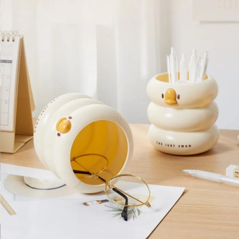 Cartoon Pen Holder Pencil Storage Box Student Desktop Office Stationert Household Multifunctional Makeup Brush Organizer Box