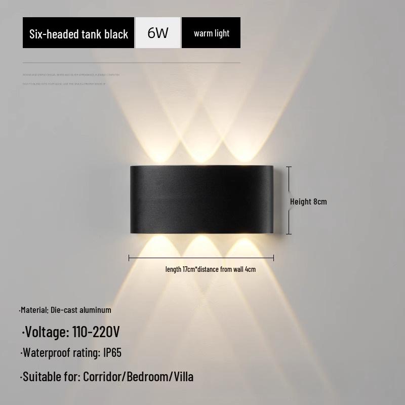 Waterproof LED Outdoor Wall Lamp, Single Head Up/Down Spotlight for Courtyard, Bedroom, Corridor, Hallway