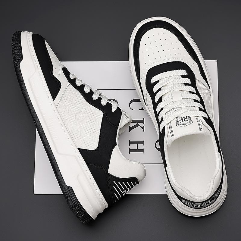 Men's shoes 2025 autumn casual trend fashion sports board shoes men's black and white men's low-top leather shoes 2025