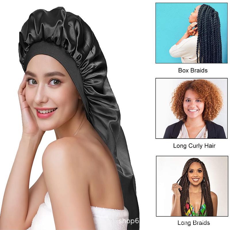 Plain Satin Long Hair Sleep Cap - Beauty & Chemotherapy Headscarf